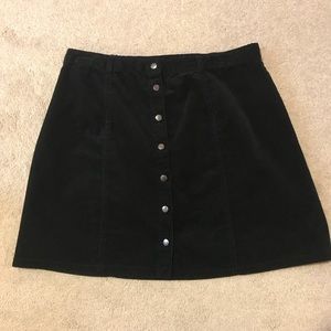 Black corduroy mini skirt